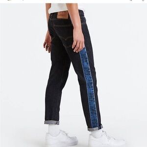 Levis Hi Ball Big E Roll Logo Stripe Jeans Mens Blue Tapered Leg Inseam